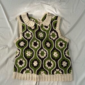 Handmade Green and Brown Crochet Sweater Vest